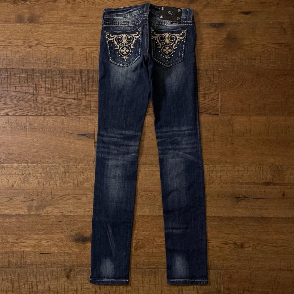 Miss Me Skinny Jeans Womens 26 Blue Western Embroidered Rhinestone JE5341S7L
